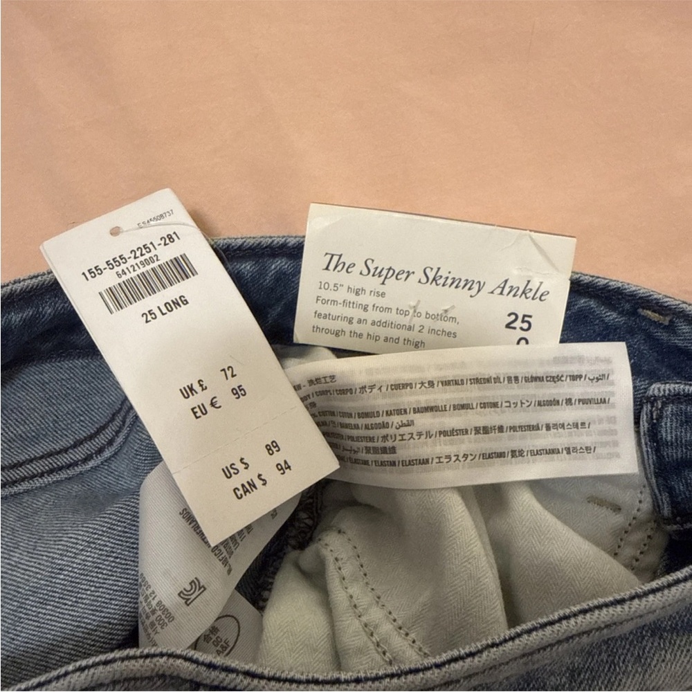 NWT Abercrombie&Fitch High Rise Super Skinny Ankle Ripped Jeans Curve Love 25/0L - Picture 7 of 8